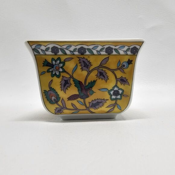 Vintage Silk Road Takahashi 2 Pc Ceramic Dish Set Floral Bird Hand Decorated - Picture 3 of 13